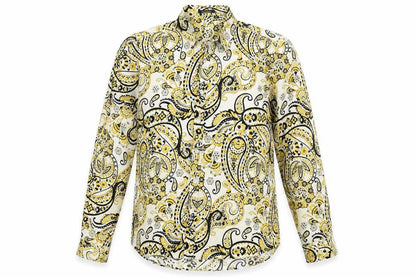 Hisdern Mens Multicoloured Paisley Polyester Button-Up Size XL Collared Button