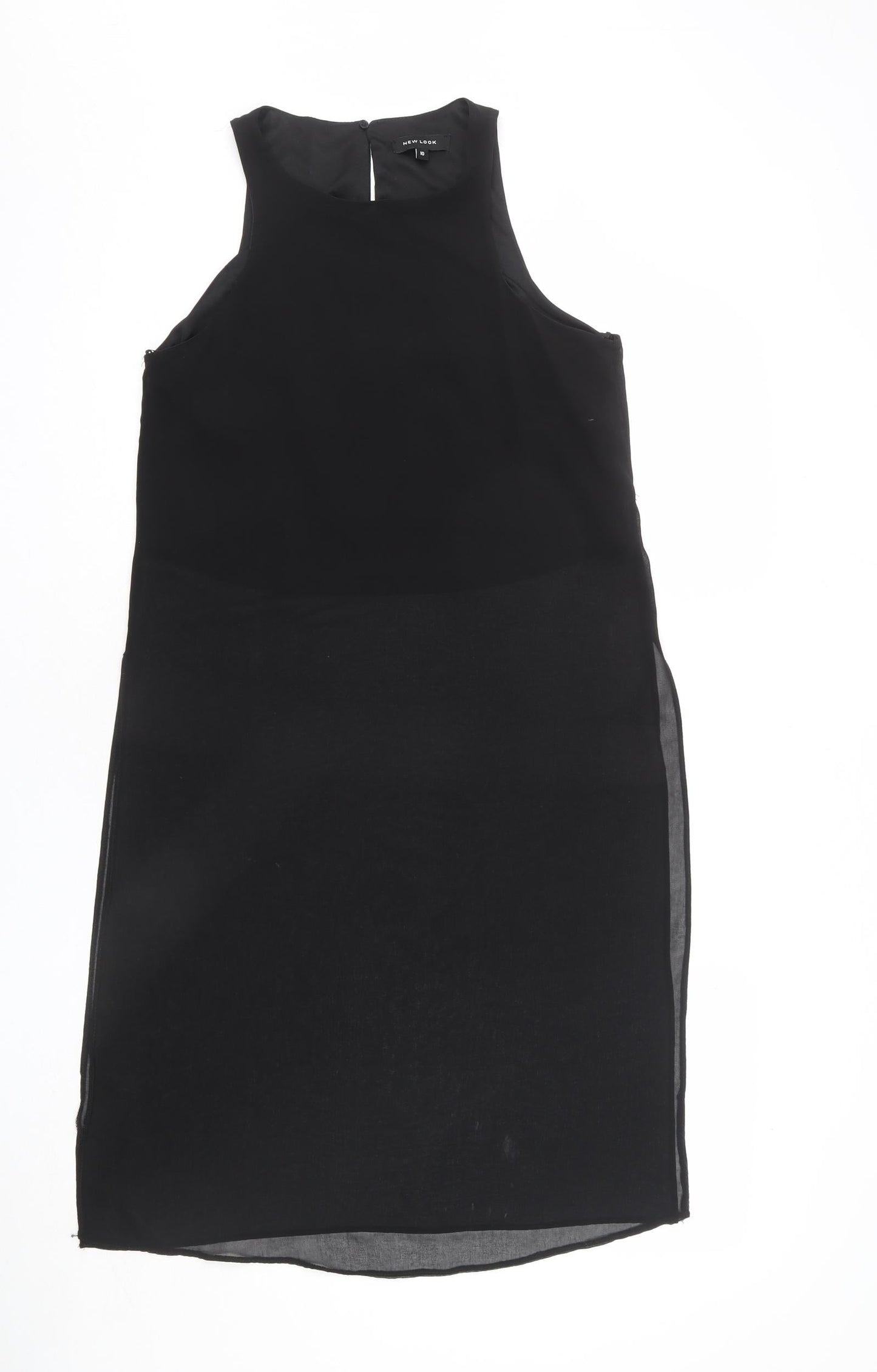 Womens UK Size 10 New Look Black Tunic Blouse