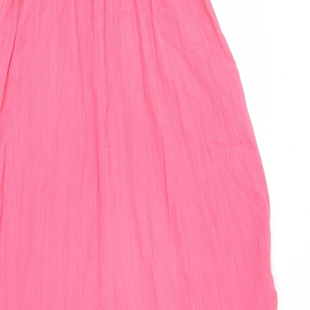 Monsoon Womens Pink 100% Cotton Maxi Size M Off the Shoulder Pullover - Ruffle Detail, Tassels