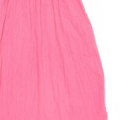 Monsoon Womens Pink 100% Cotton Maxi Size M Off the Shoulder Pullover - Ruffle Detail, Tassels