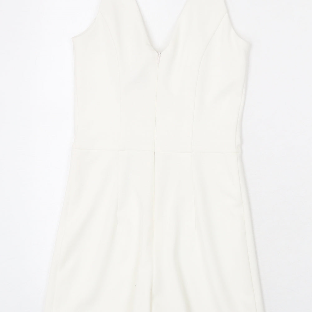 Miss Selfridge Womens White Polyester Romper One-Piece Size 6 Zip - Chain Strap