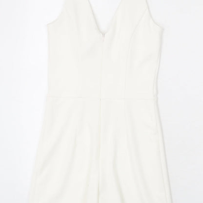Miss Selfridge Womens White Polyester Romper One-Piece Size 6 Zip - Chain Strap