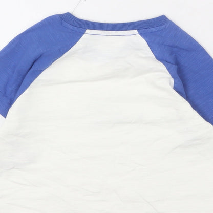 Marks and Spencer Girls White Cotton Cropped T-Shirt Size 6-7 Years Round Neck Pullover - New York, Manifesting A Good Time
