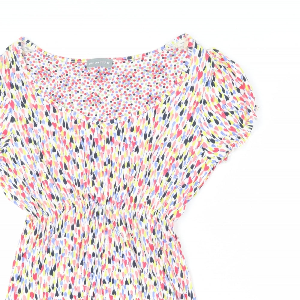 Womens UK Size 12 Per Una Multicoloured Tunic T-Shirt