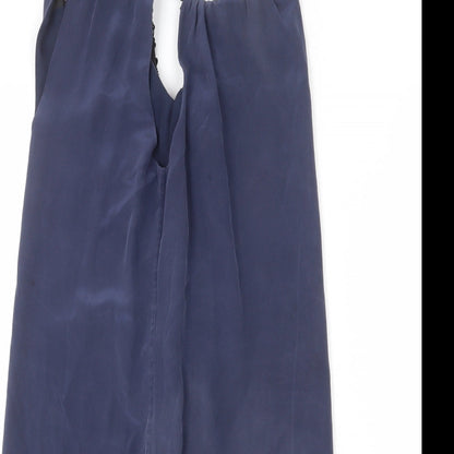 Coast Womens Blue Silk Sheath Size 6 Round Neck Tie - Sequins, Keyhole Cut Out