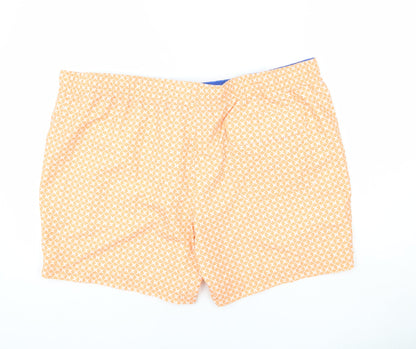 Marks and Spencer Mens Orange Geometric Polyester Bermuda Shorts Size 3XL L6 in Regular Drawstring