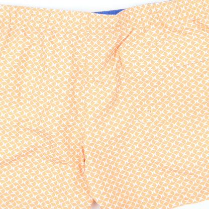 Marks and Spencer Mens Orange Geometric Polyester Bermuda Shorts Size 3XL L6 in Regular Drawstring