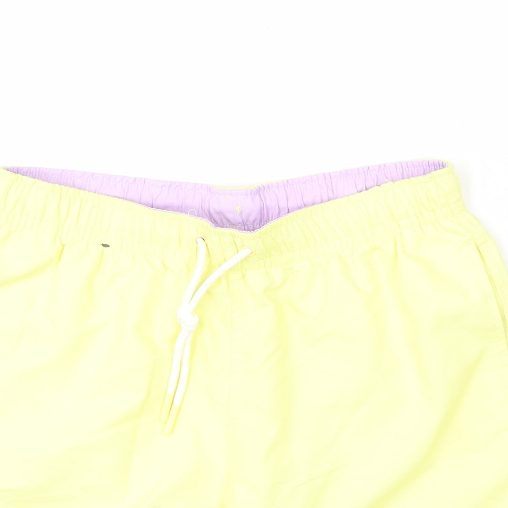 Marks and Spencer Mens Yellow Polyester Bermuda Shorts Size S L6 in Regular Drawstring - Swim Short