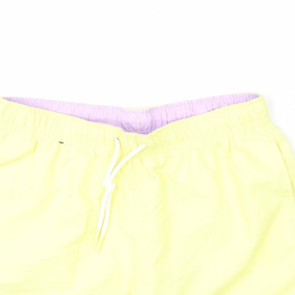 Marks and Spencer Mens Yellow Polyester Bermuda Shorts Size S L6 in Regular Drawstring - Swim Short