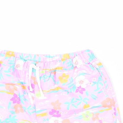 Marks and Spencer Boys Multicoloured Geometric Polyacrylate Fibre Bermuda Shorts Size 13-14 Years Regular Drawstring - Palm Trees, Flowers, Bird, Swim Shorts
