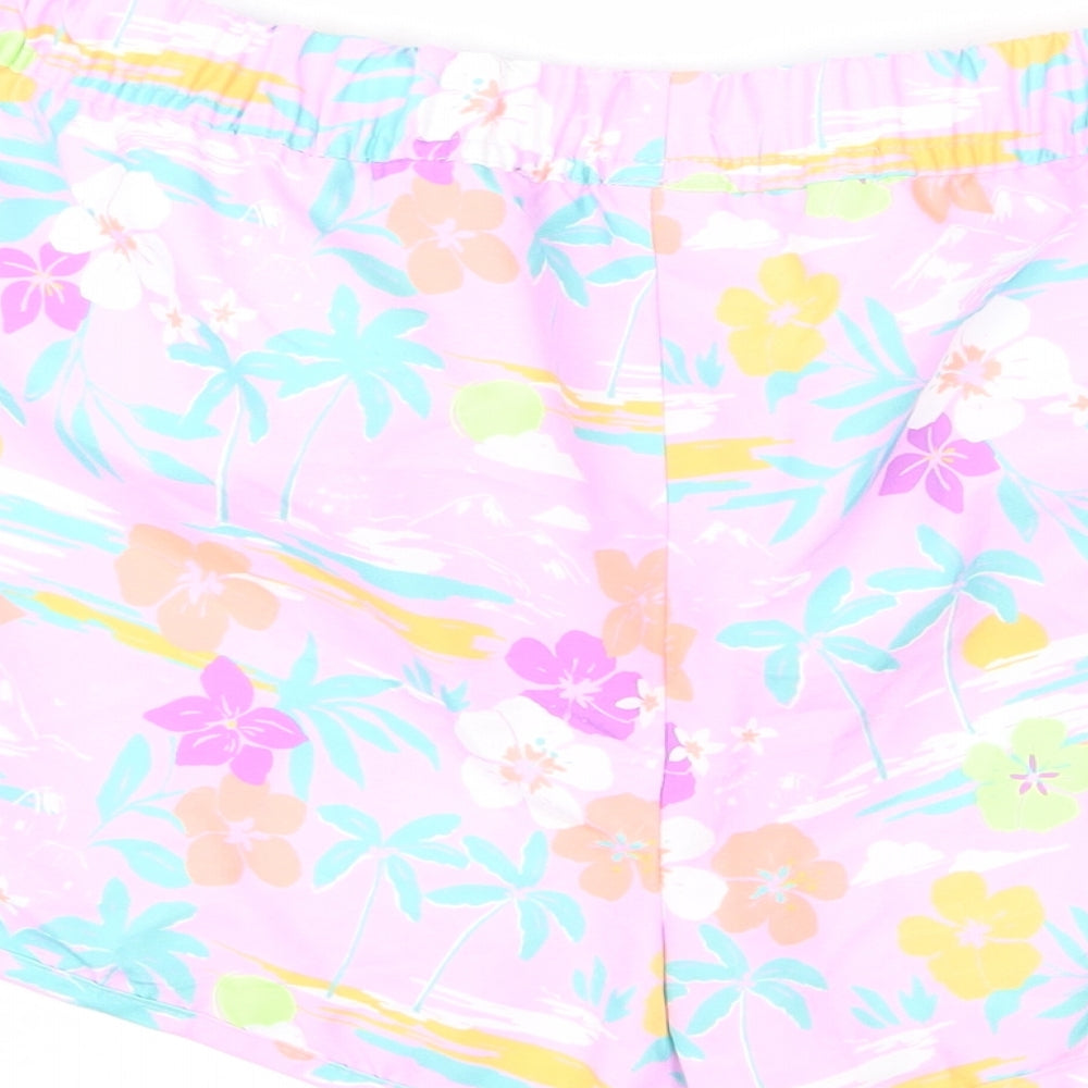 Marks and Spencer Boys Multicoloured Geometric Polyacrylate Fibre Bermuda Shorts Size 13-14 Years Regular Drawstring - Palm Trees, Flowers, Bird, Swim Shorts