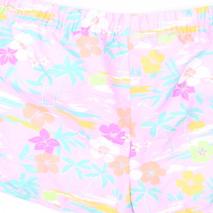 Marks and Spencer Boys Multicoloured Geometric Polyacrylate Fibre Bermuda Shorts Size 13-14 Years Regular Drawstring - Palm Trees, Flowers, Bird, Swim Shorts