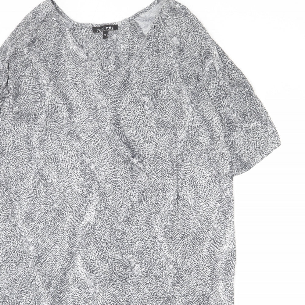 NEXT Womens Green Animal Print Polyester Sheath Size 16 Round Neck Pullover - Snake Skin Print