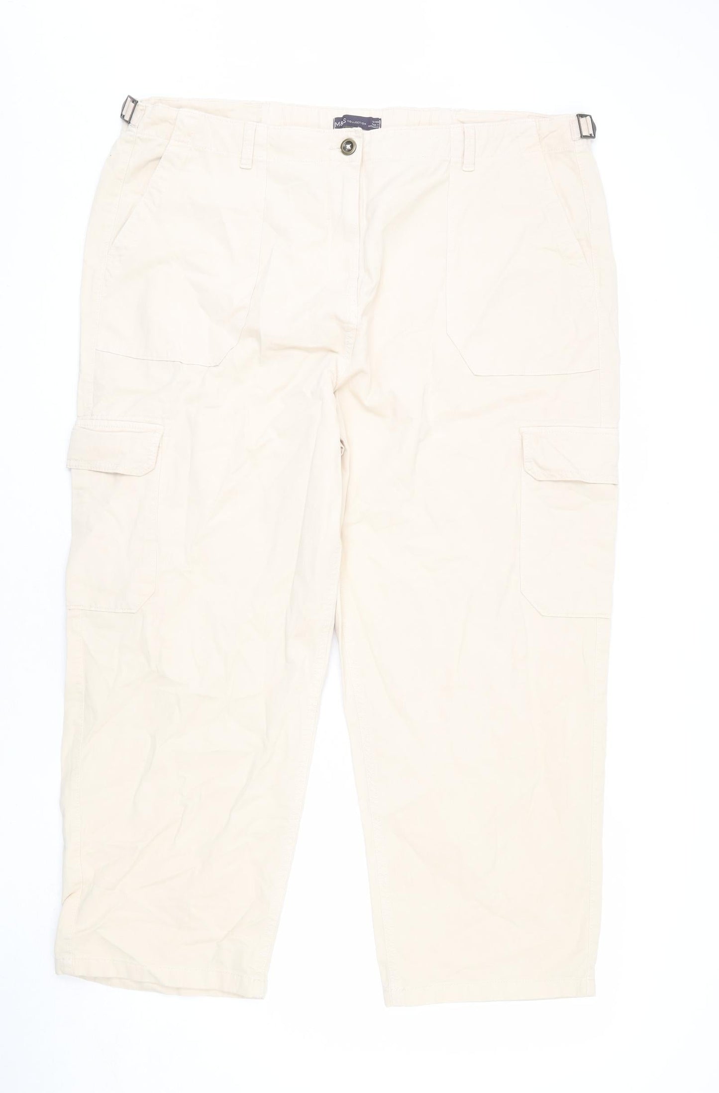 Womens UK Size 22 Marks and Spencer Regular Fit Cargo Beige Trousers