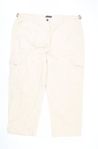 Womens UK Size 22 Marks and Spencer Regular Fit Cargo Beige Trousers