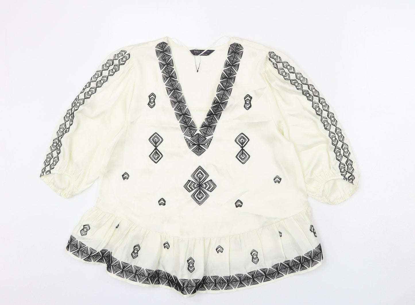 Womens UK Size 8 Marks and Spencer Ivory Basic Blouse