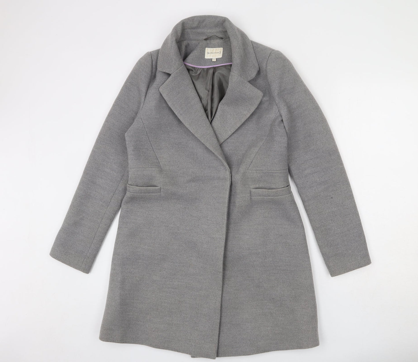 Womens UK Size 8 Warehouse Grey Overcoat
