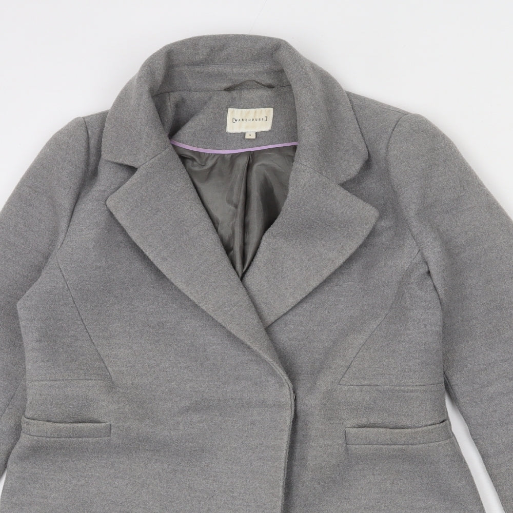 Womens UK Size 8 Warehouse Grey Overcoat