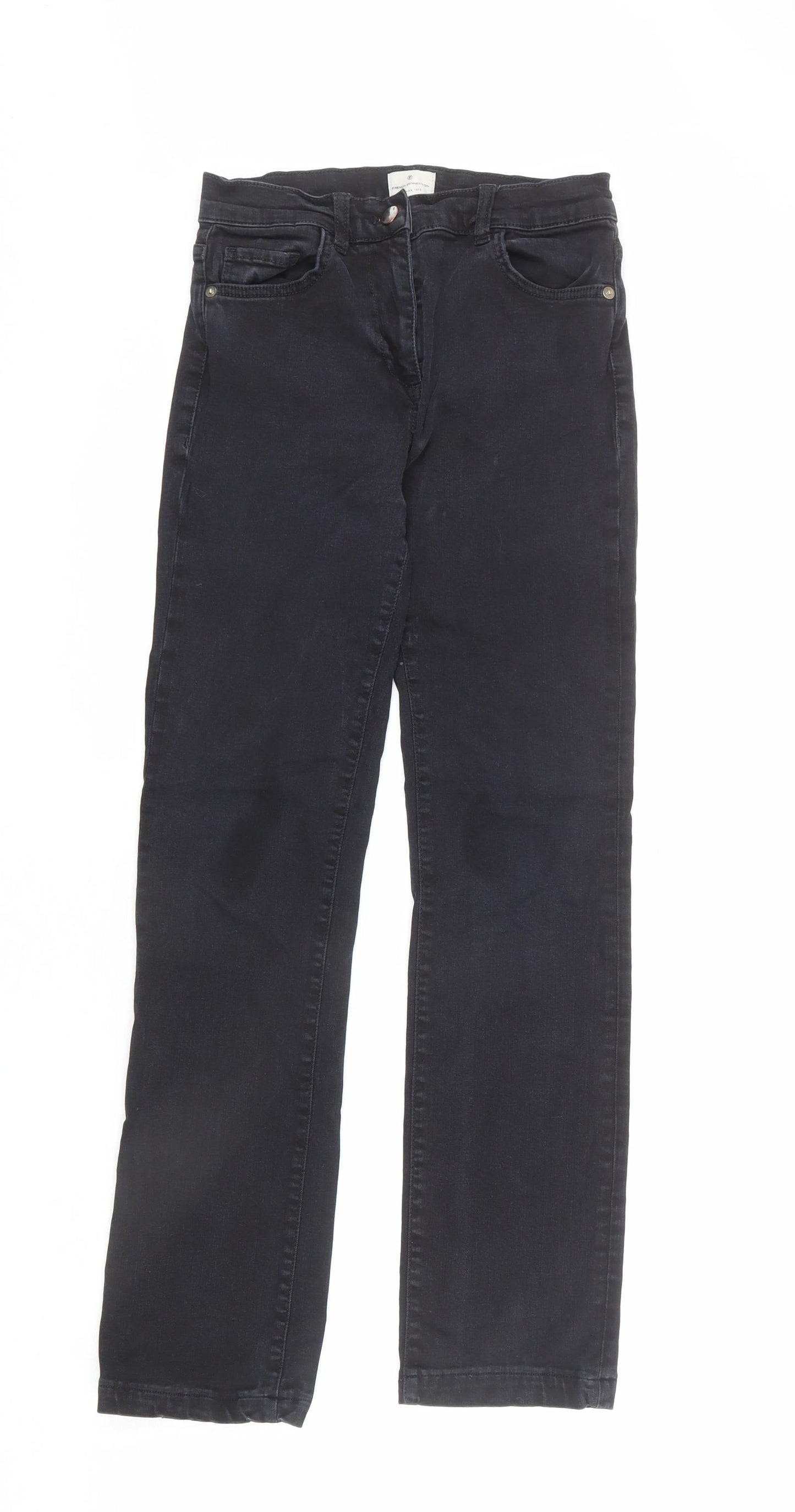French Connection Womens Black Cotton Straight Jeans Size 8 L28 in Regular Zip