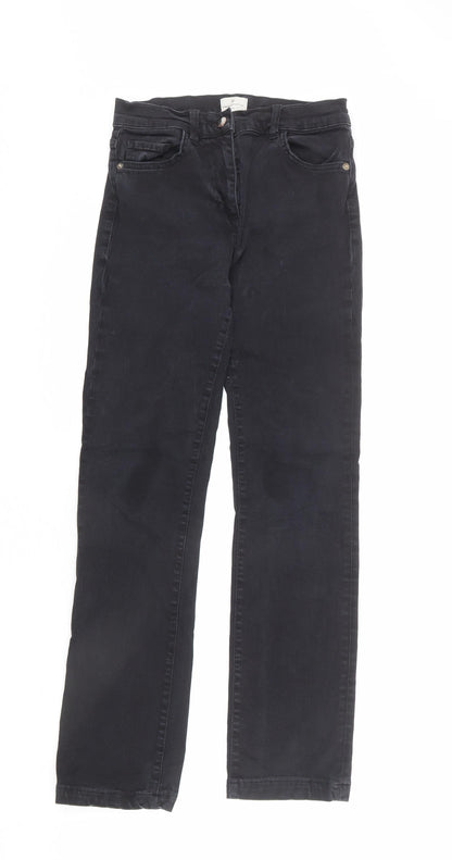 French Connection Womens Black Cotton Straight Jeans Size 8 L28 in Regular Zip