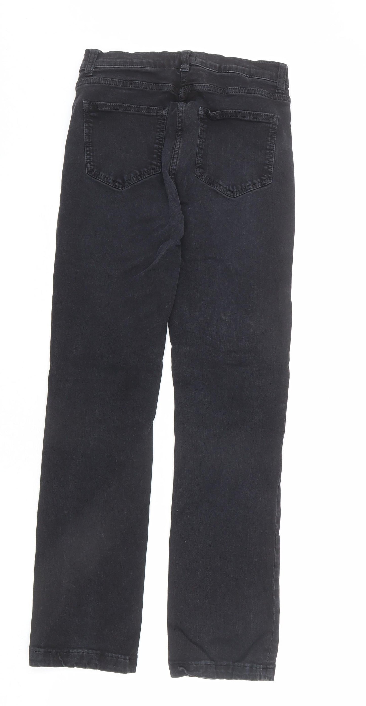 French Connection Womens Black Cotton Straight Jeans Size 8 L28 in Regular Zip