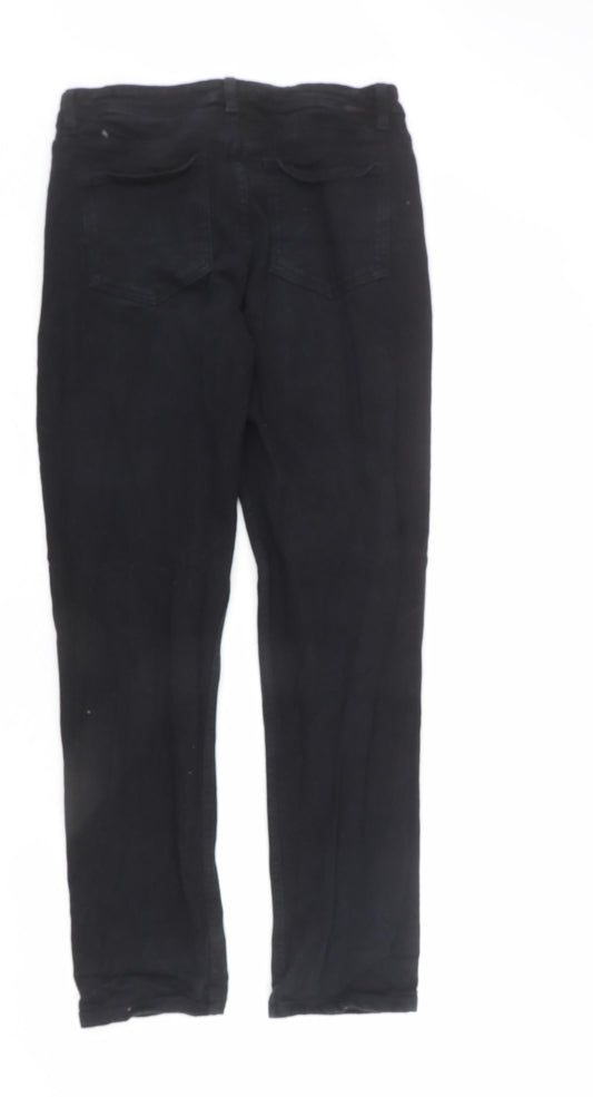 Denim & Co. Mens Black Cotton Straight Jeans Size 32 in L32 in Regular Zip