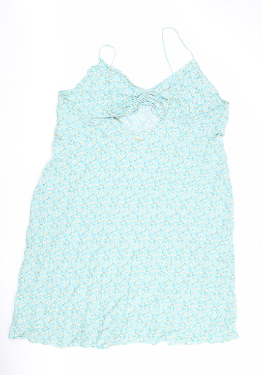 Ghost Womens Blue Floral Viscose Slip Dress Size 26 V-Neck Pullover