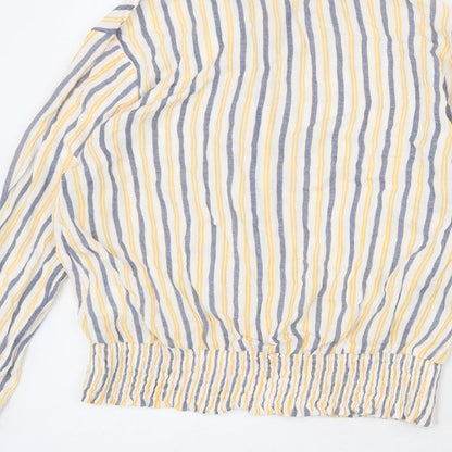 Zudio Womens Multicoloured Striped Viscose Cropped Button-Up Size XS Collared