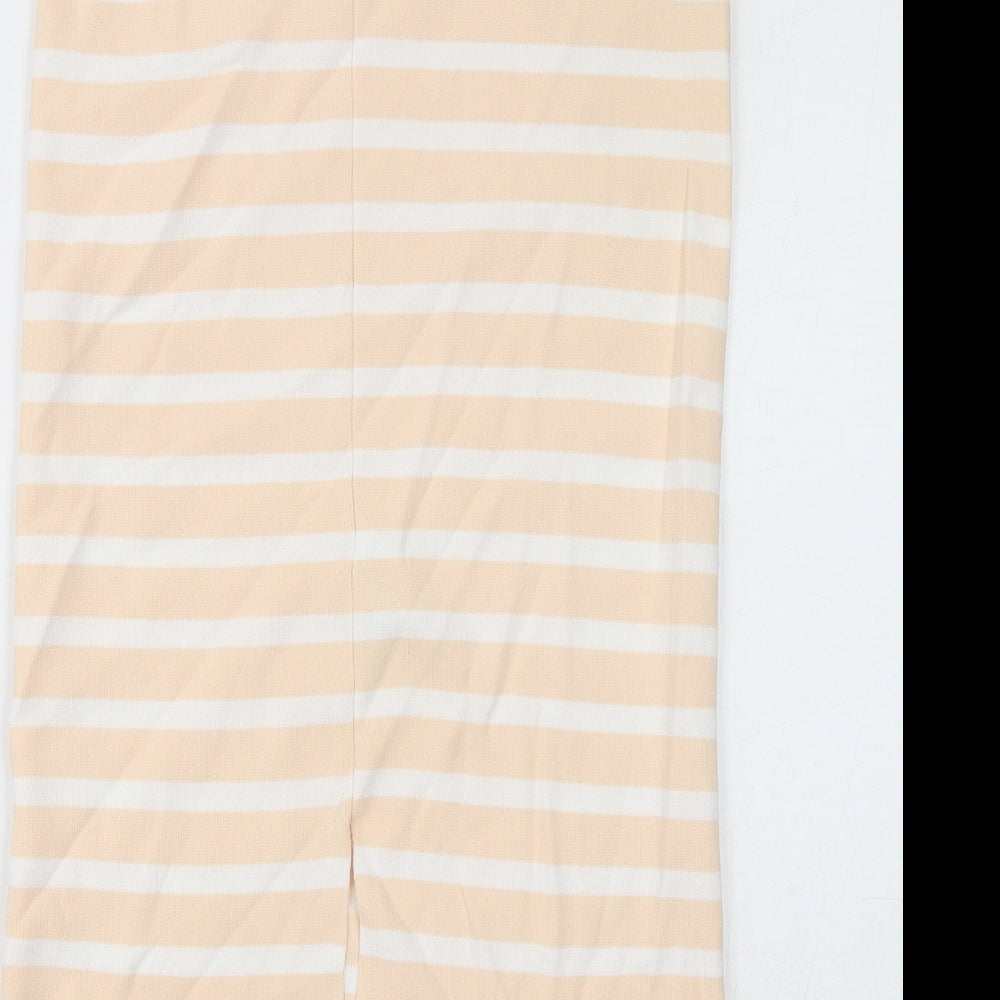 Lipsy Womens Ivory Striped Viscose Straight & Pencil Skirt Size L - Slit Detail
