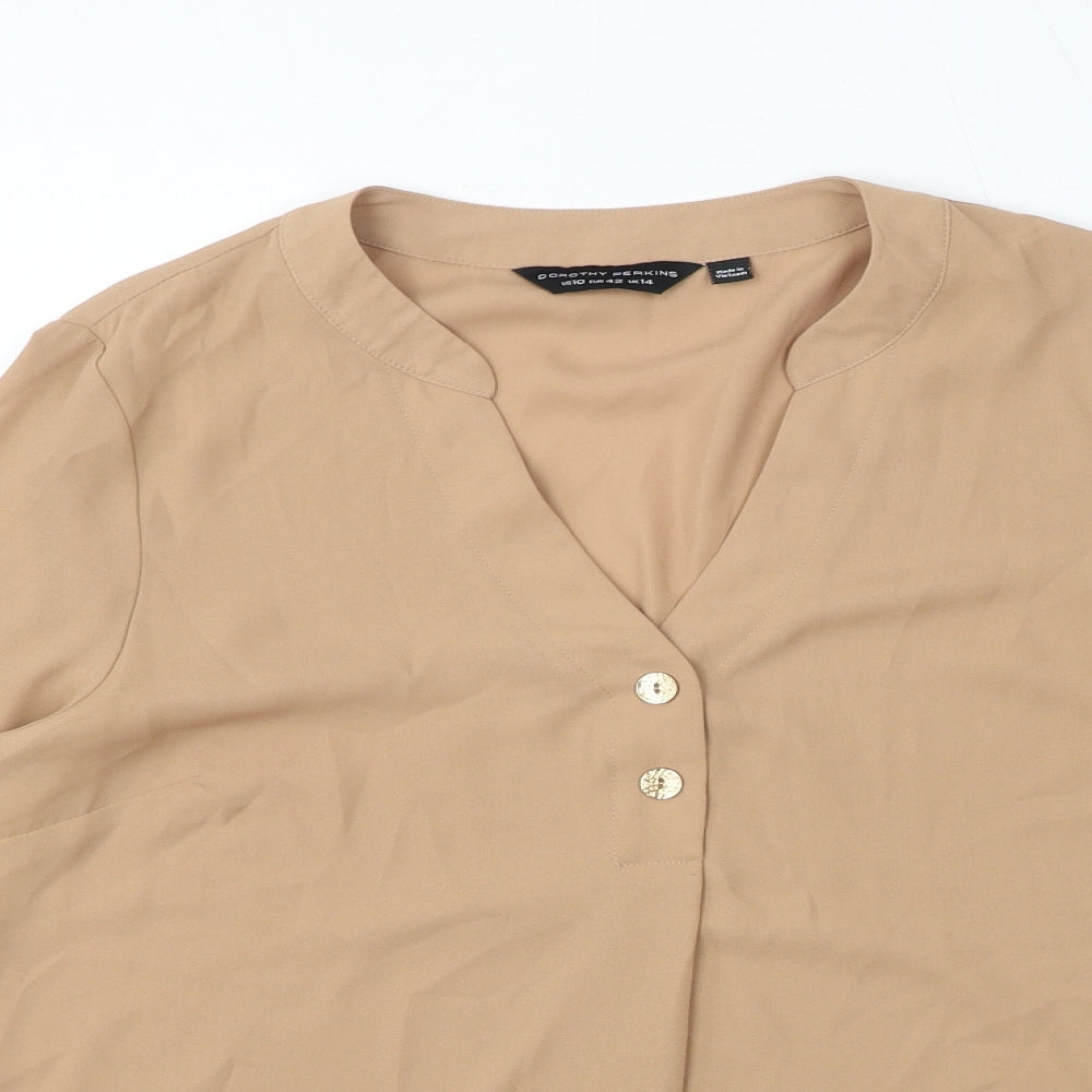 Womens UK Size 14 Dorothy Perkins Brown Basic Blouse