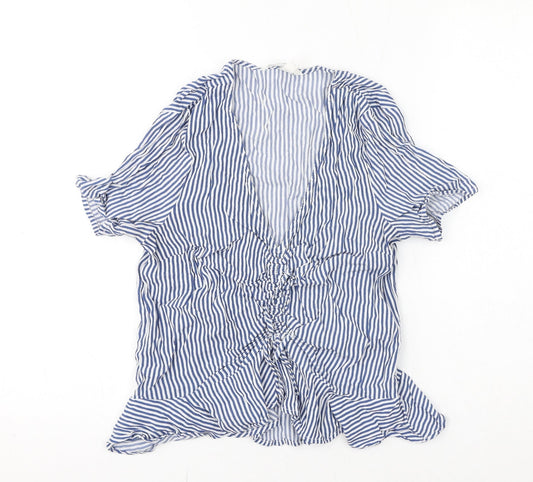 Womens UK Size 8 H&M Blue Basic Blouse