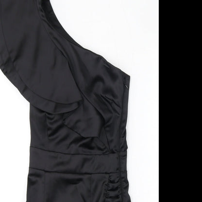 Lipsy Womens Black Polyester Bodycon Size 6 One Shoulder Zip - Ruffles