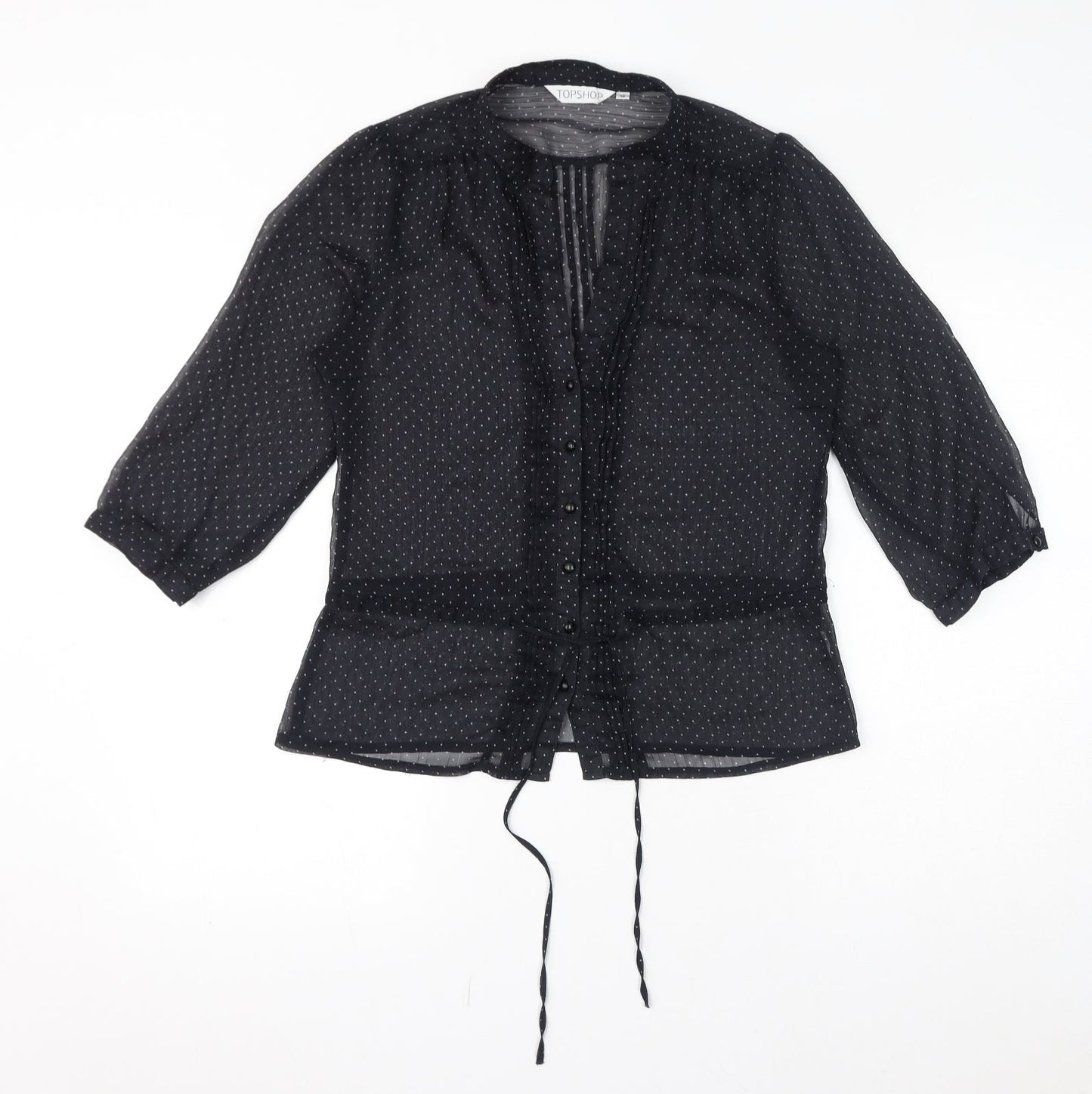 Womens UK Size 12 Topshop Black Basic Button-Up