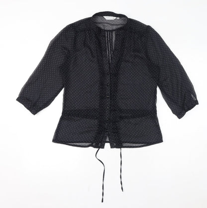 Womens UK Size 12 Topshop Black Basic Button-Up