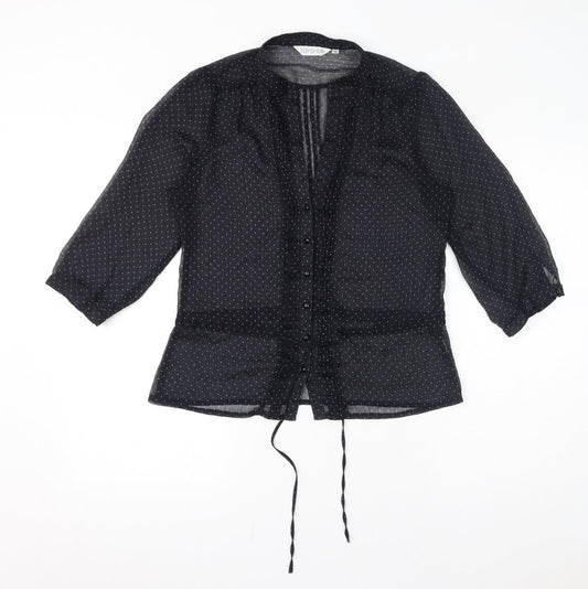 Womens UK Size 12 Topshop Black Basic Button-Up