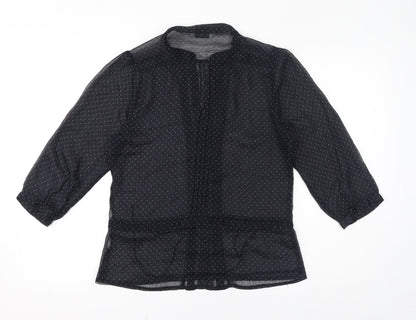 Womens UK Size 12 Topshop Black Basic Button-Up