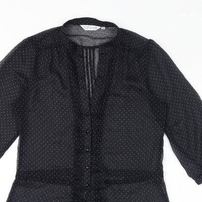 Womens UK Size 12 Topshop Black Basic Button-Up