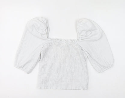 Womens UK Size S H&M White Cropped Blouse