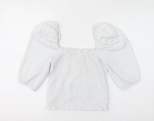 Womens UK Size S H&M White Cropped Blouse