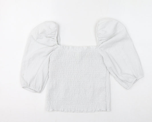 Womens UK Size S H&M White Cropped Blouse