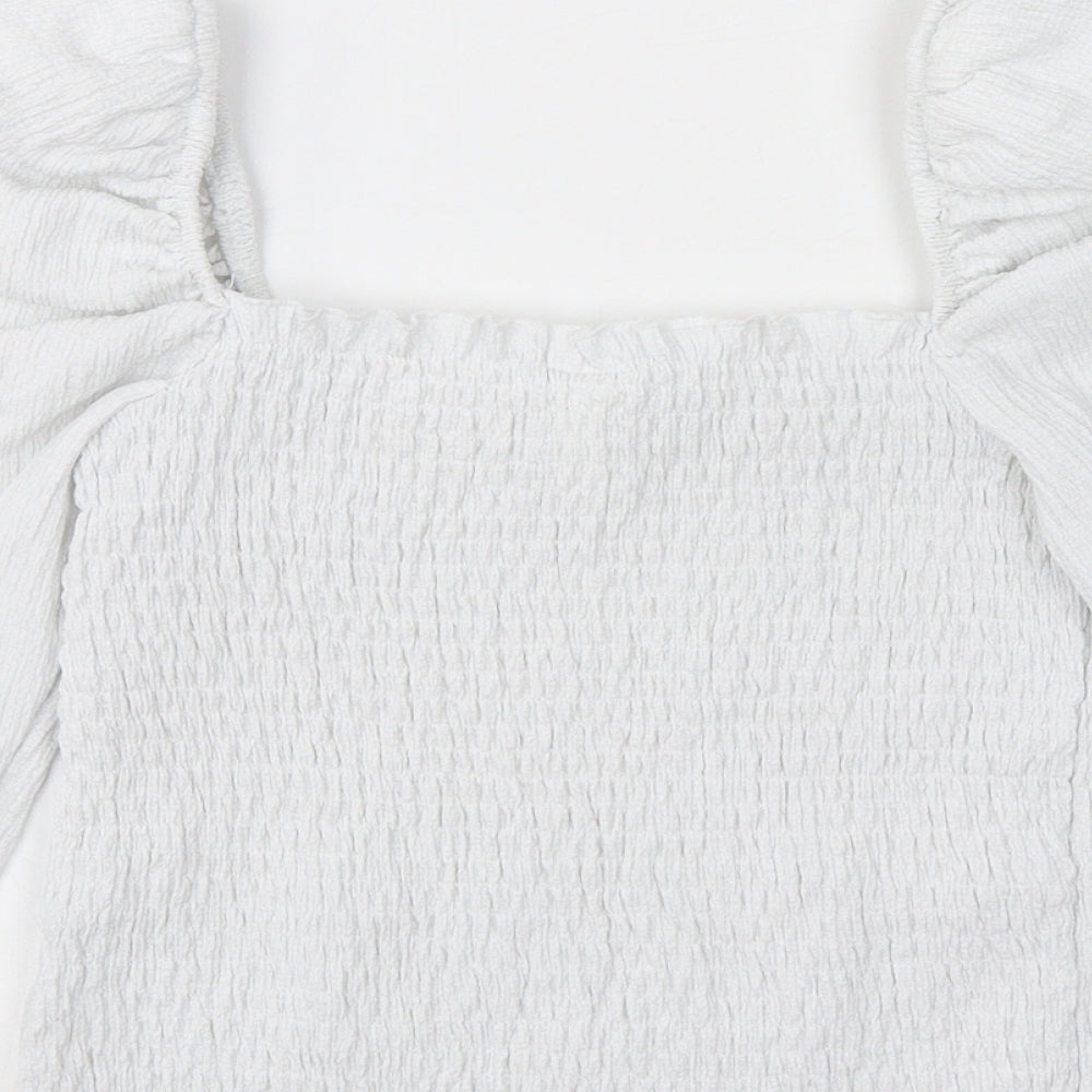Womens UK Size S H&M White Cropped Blouse