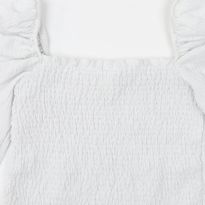 Womens UK Size S H&M White Cropped Blouse