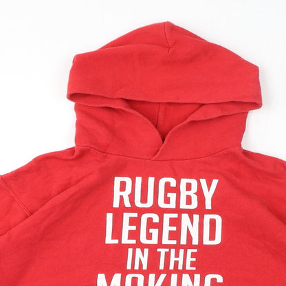 Rugby Boys Red Cotton Pullover Hoodie Size 12-13 Years Pullover - Rugby Legend In The Making