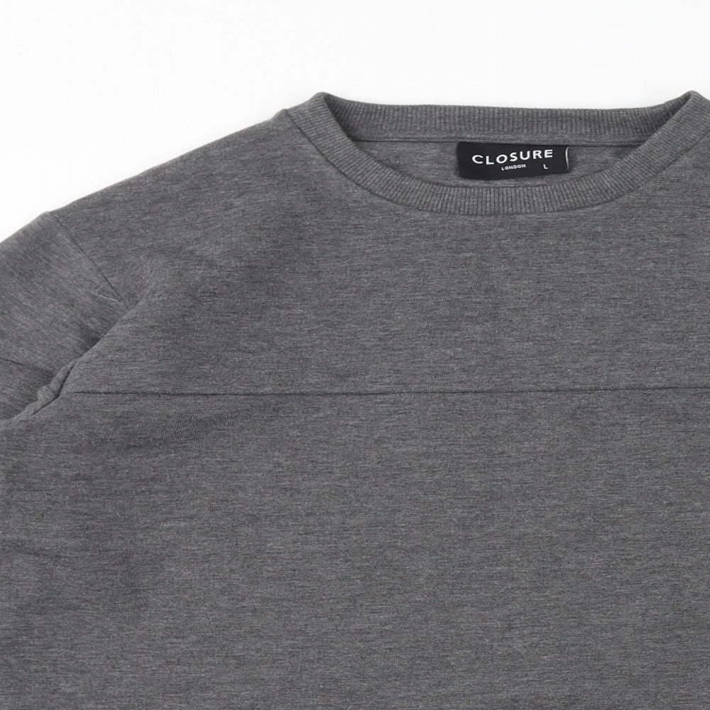 Mens UK Size L Closure Grey Pullover Sweatshirt