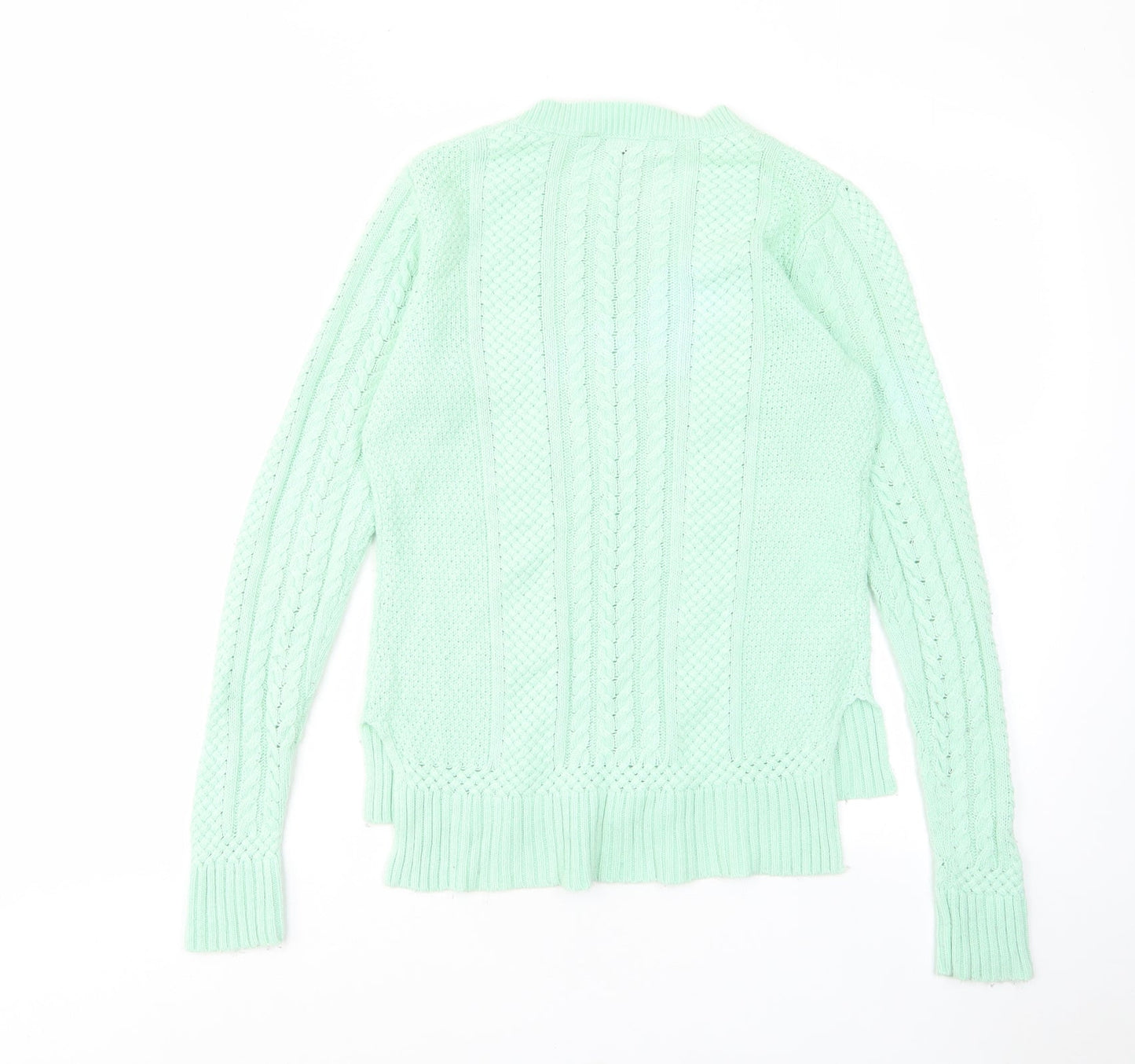 BCBGMAXAZRIA Womens Green Crew Neck Cotton Pullover Jumper Size S
