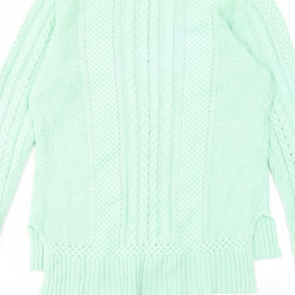 BCBGMAXAZRIA Womens Green Crew Neck Cotton Pullover Jumper Size S