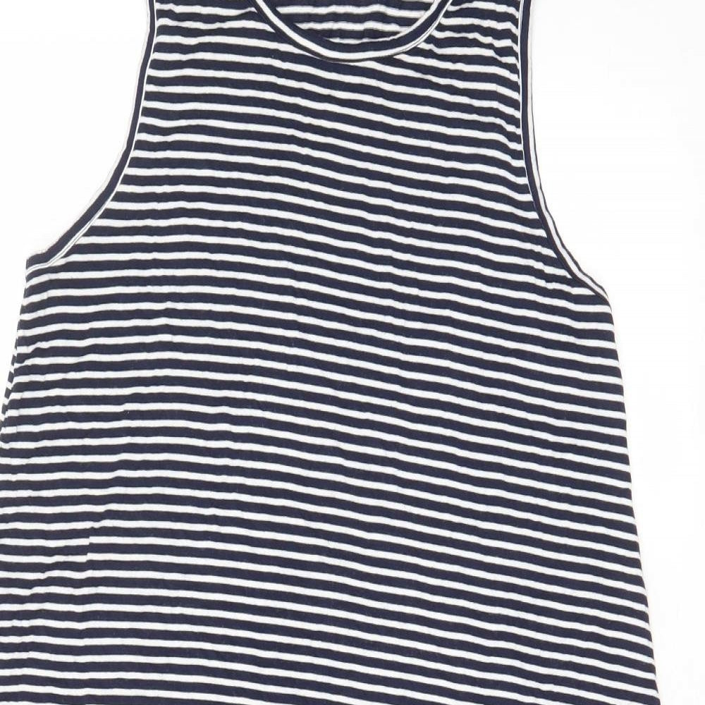 Gap Womens Blue Striped Viscose A-Line Size S Crew Neck Pullover - Stretch