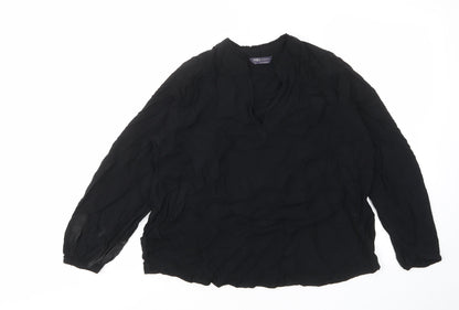 Marks and Spencer Womens Black Viscose Basic T-Shirt Size 12 V-Neck