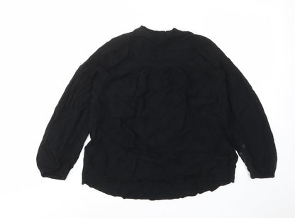 Marks and Spencer Womens Black Viscose Basic T-Shirt Size 12 V-Neck