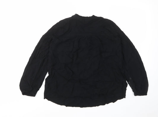 Marks and Spencer Womens Black Viscose Basic T-Shirt Size 12 V-Neck